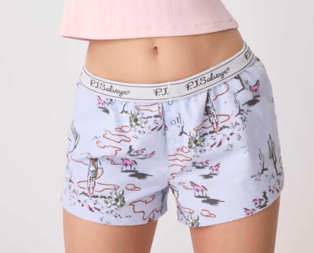 PJ Salvage Cowboy Western Flannel Boxer Pajama Shorts large